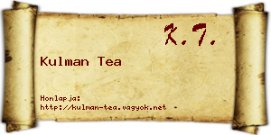 Kulman Tea névjegykártya